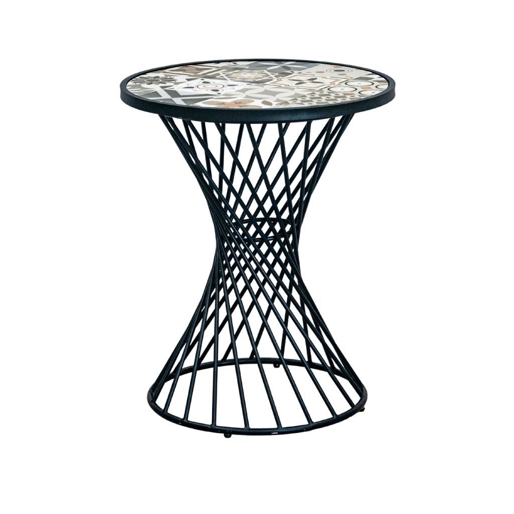 Bàn café tròn chân sắt mặt đá | XOẮN | Hoa