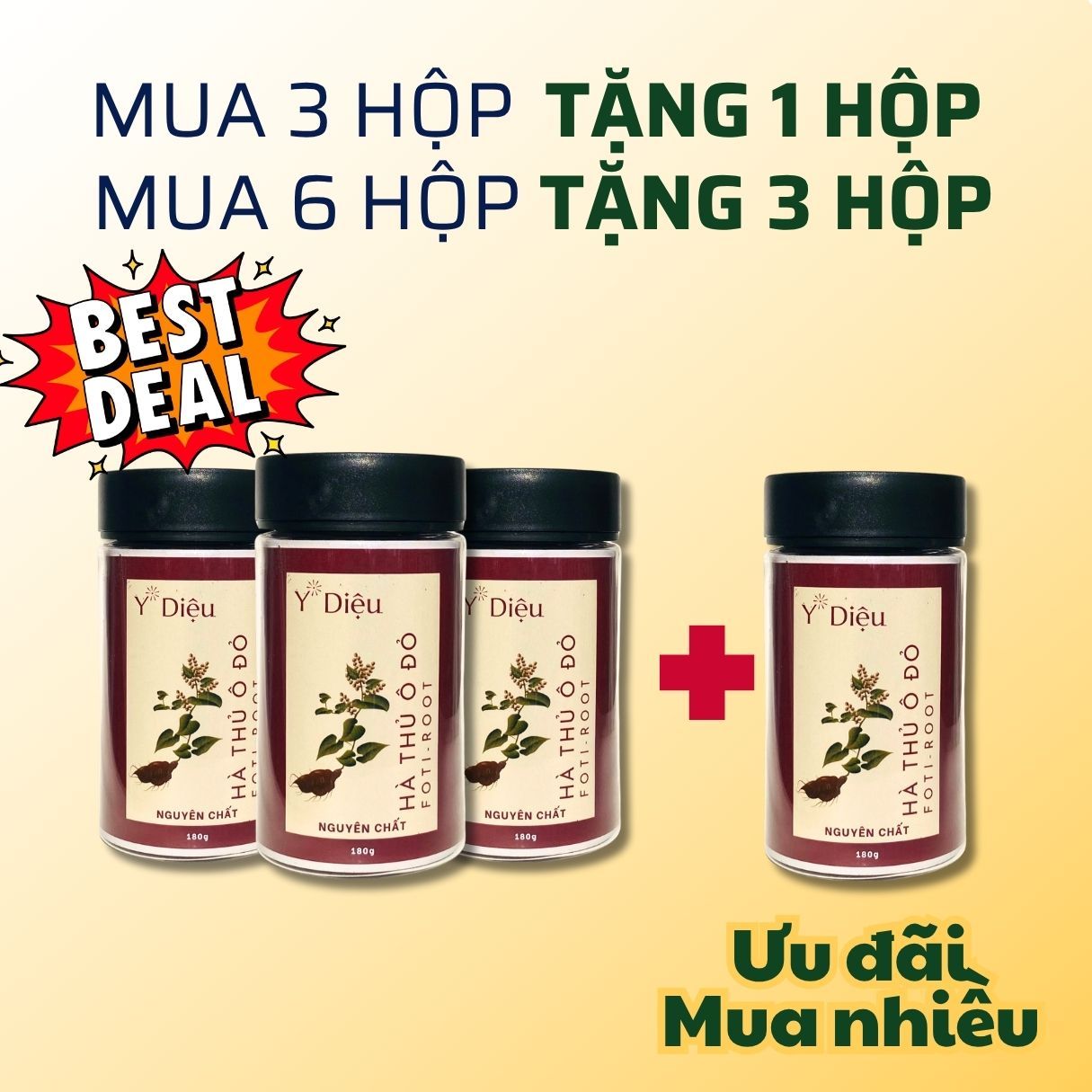  SET Hà Thủ Ô - Mua 3 tặng 1, Mua 6 tặng 3 - Hà thủ ô nguyên chất - Chất lượng cao 
