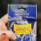Bọc bài Japanese Size Perfect Fit Sealable - Clear Inner Sleeves - Trong suốt - Chính hãng Dragon Shield
