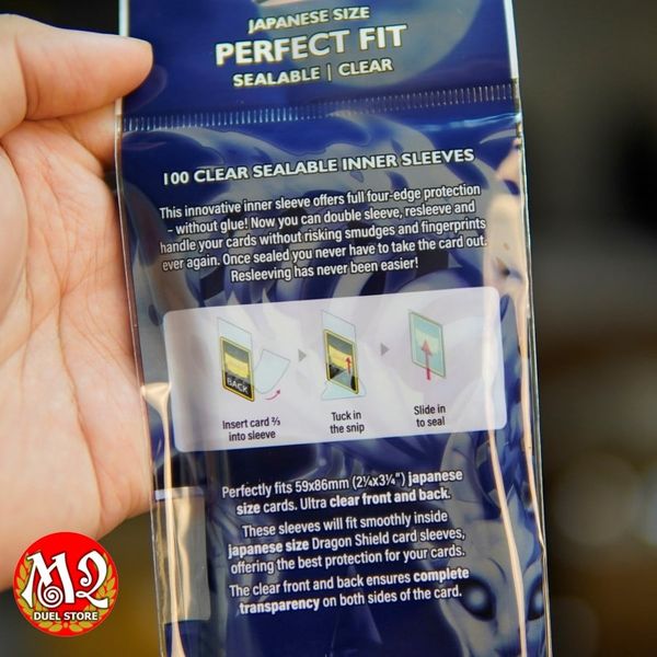 Bọc bài Japanese Size Perfect Fit Sealable - Clear Inner Sleeves - Trong suốt - Chính hãng Dragon Shield