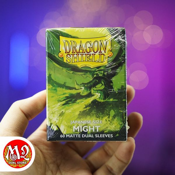 Bọc bài Japanese size Matte Dual Sleeves - Might - Xanh Uy Lực - Chính hãng Dragon Shield