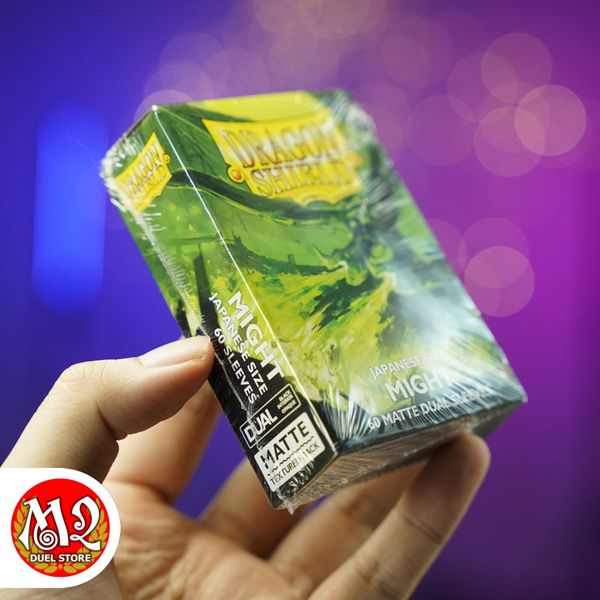 Bọc bài Japanese size Matte Dual Sleeves - Might - Xanh Uy Lực - Chính hãng Dragon Shield