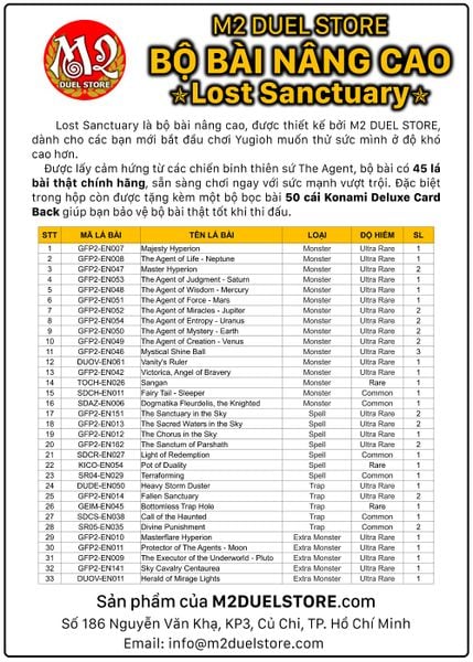 Hộp thẻ bài Yugioh THE AGENT - LOST SANCTUARY - Structure Deck - Chính hãng M2 DUEL Store