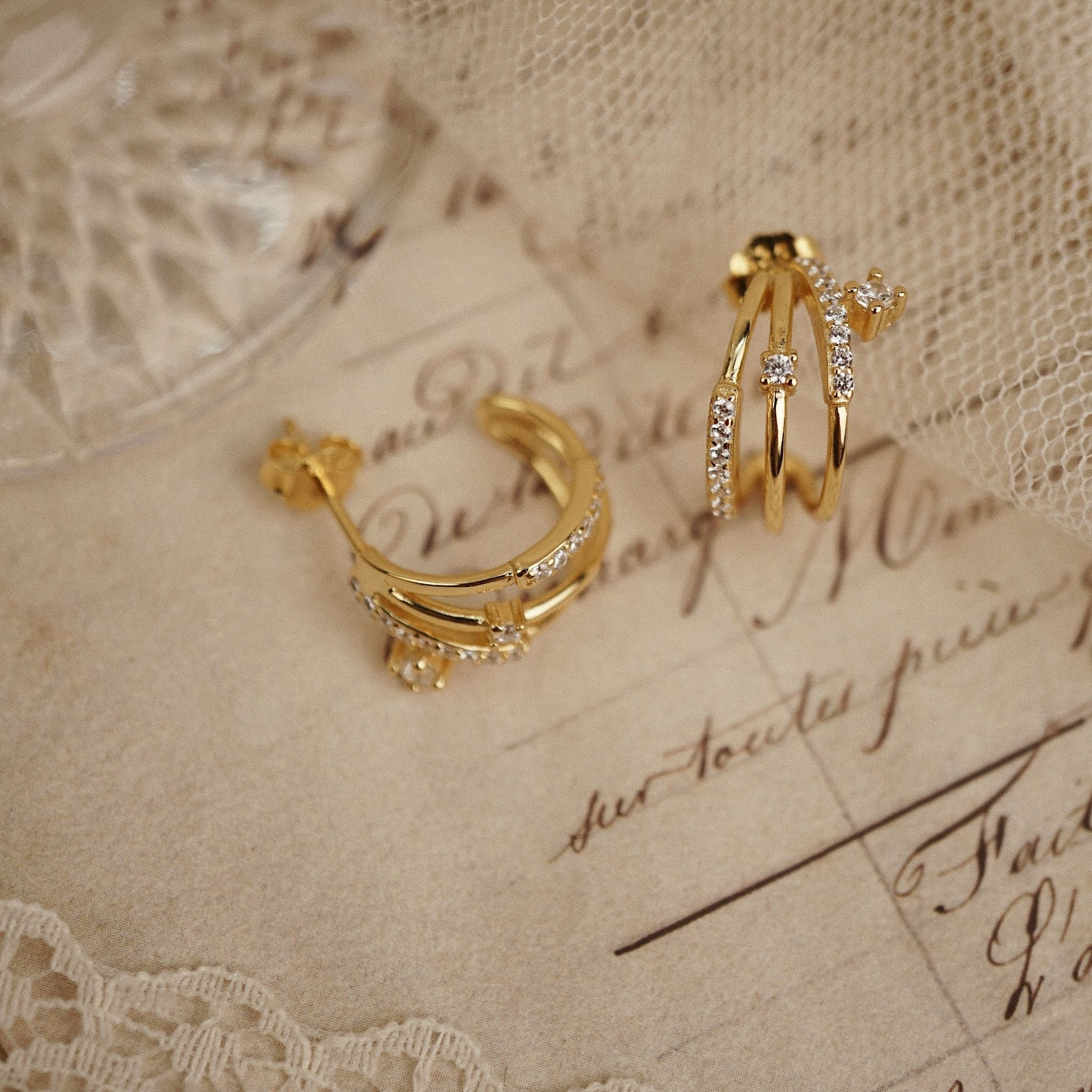 TRIO PAVE HOOP EARRINGS 