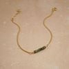 EMERALD STONE BAR SILKY BRACELET 