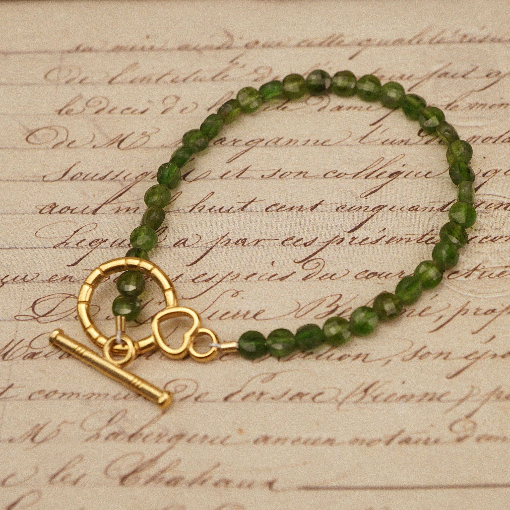  BAMBOO HEART CLASP CHROME DIOPSIDE BRACELET 