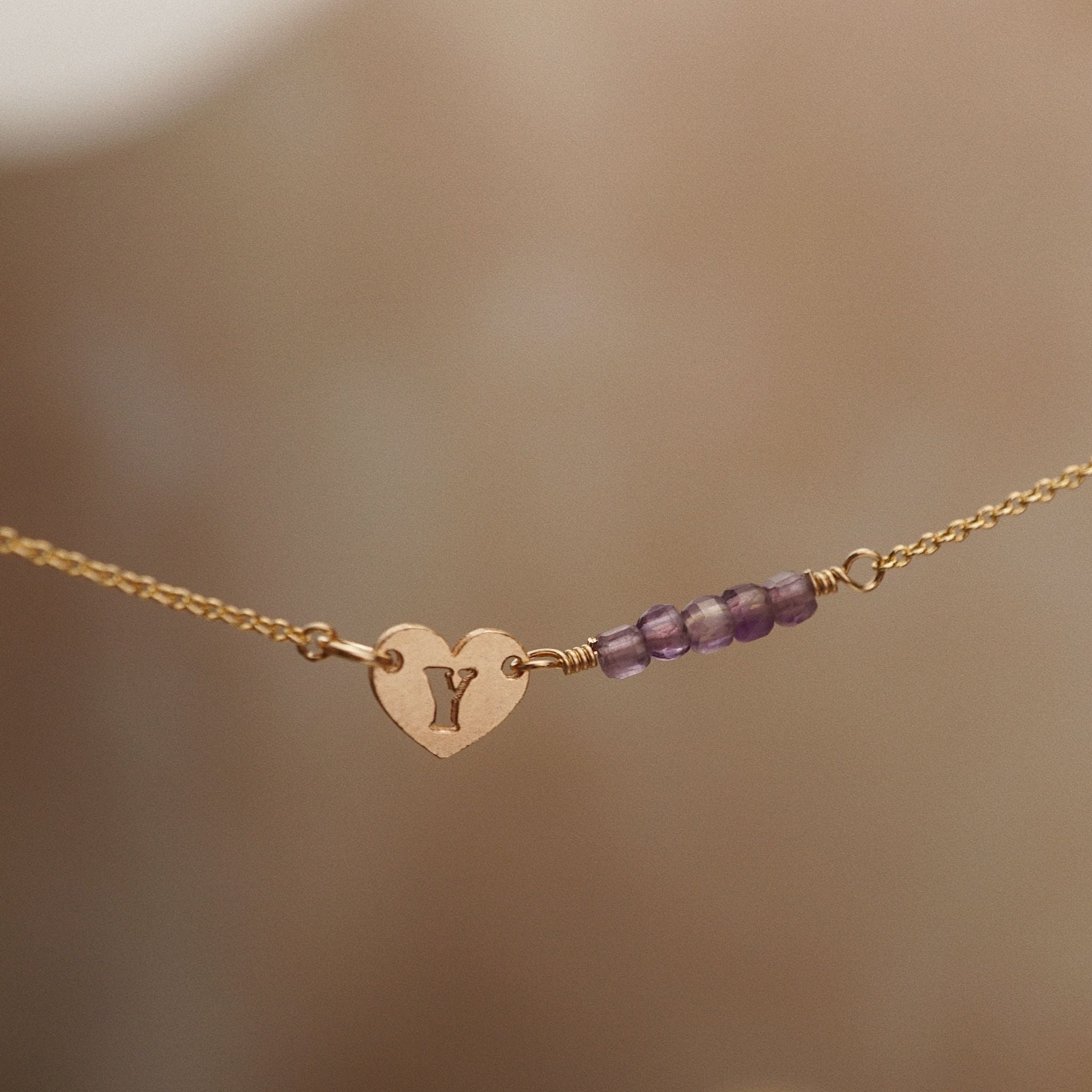  HEART LETTER AMETHYST BRACELET 