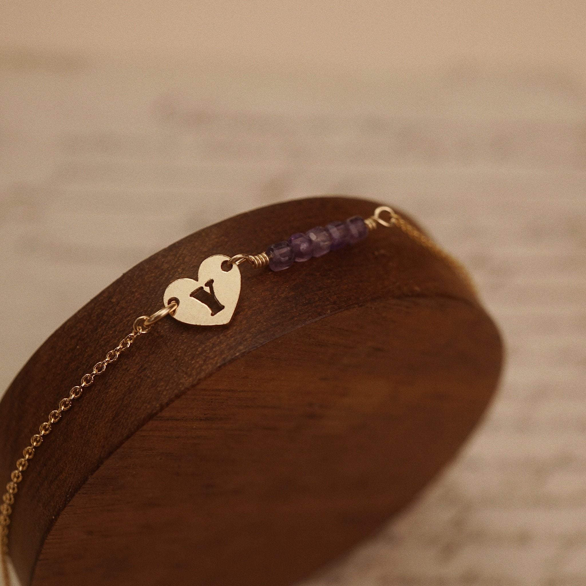  HEART LETTER AMETHYST BRACELET 