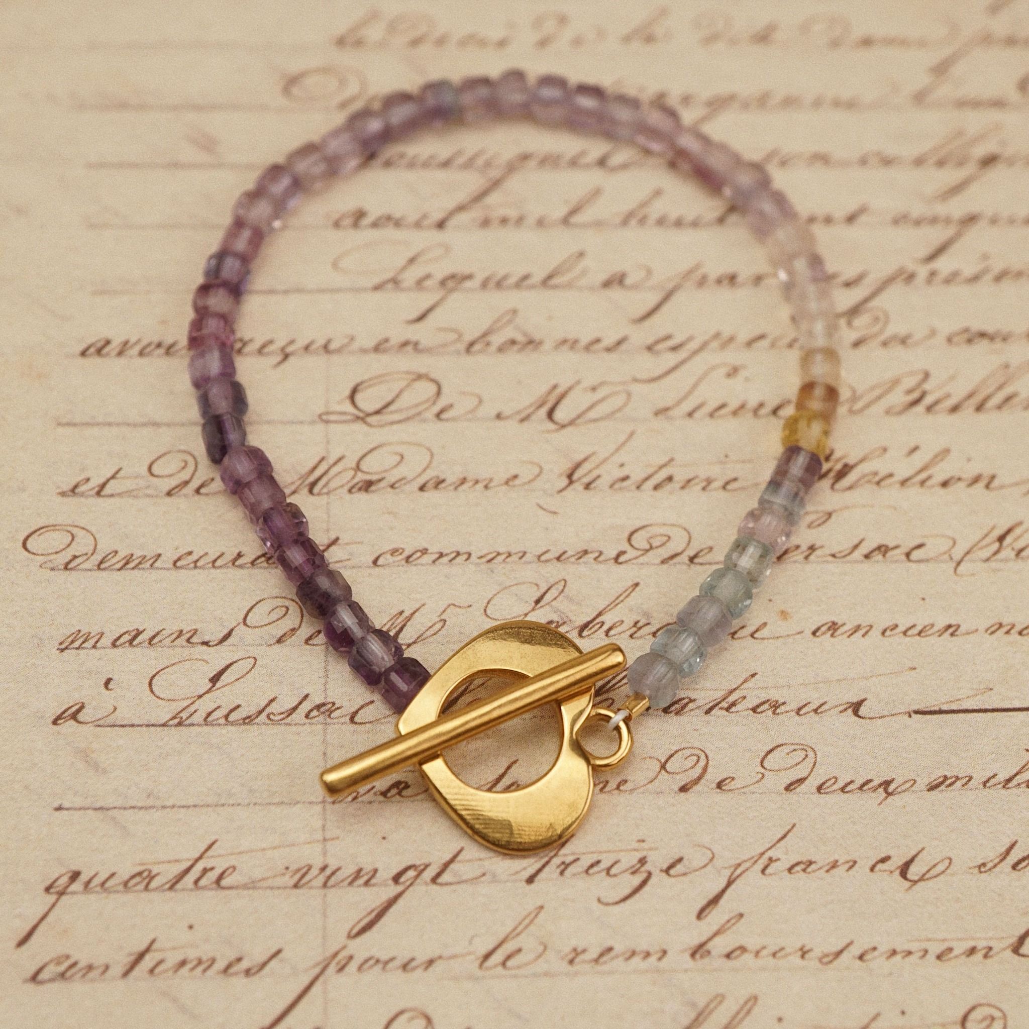  HEART CLASP FLUORIT BRACELET 