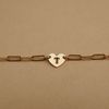  HEART LETTER LINK RECTANGLE CHAIN BRACELET 