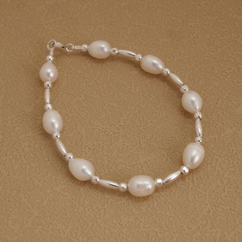 BOLD RICESHAPE PEARL MIX BEADED BRACELET (S)