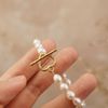  HAMMER HEART CLASP BOLD RICE SHAPE PEARL BRACELET 