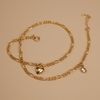  STONE & PUFF HEART DUO FIGARO BRACELET 