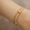  STONE & PUFF HEART DUO FIGARO BRACELET 