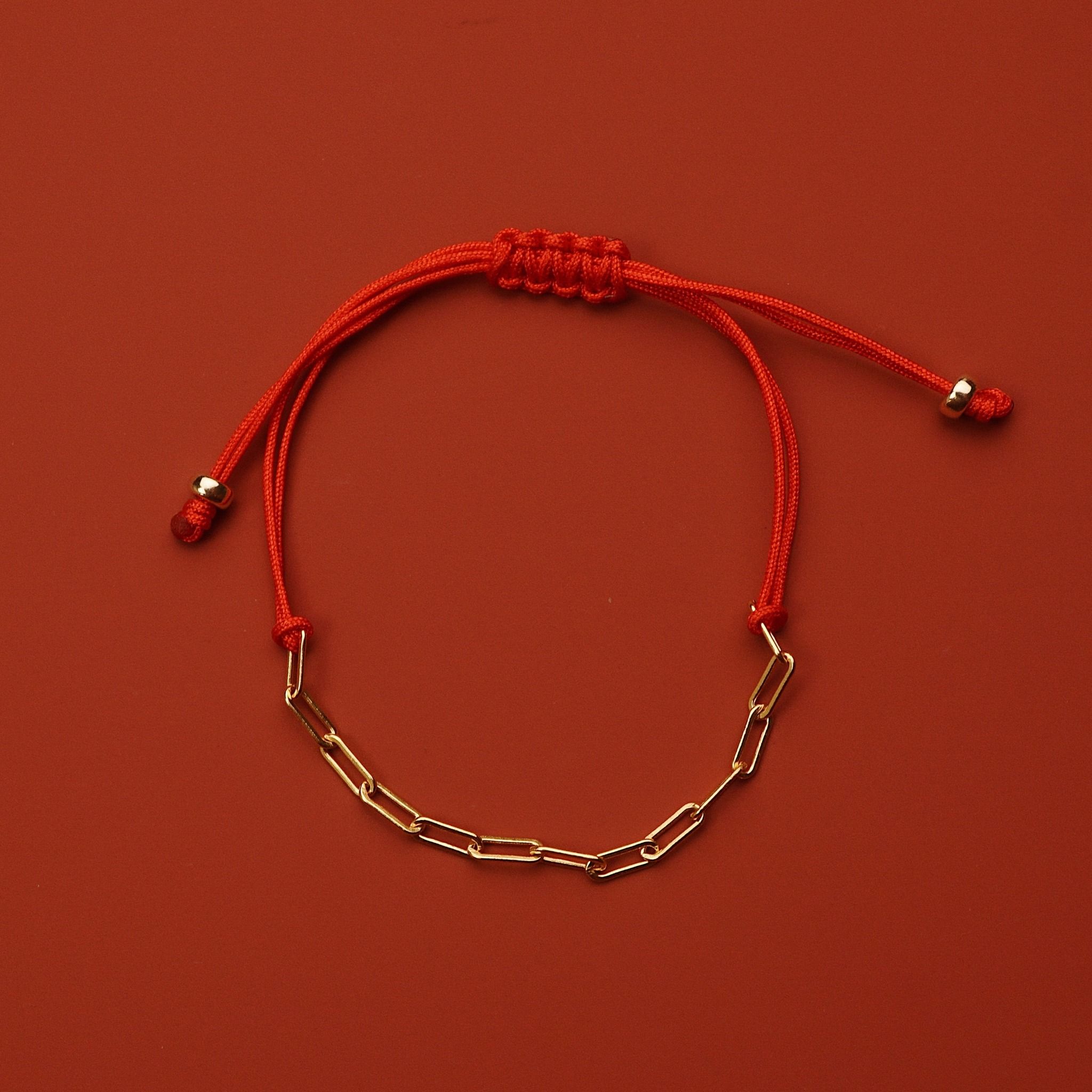  RED LUCKY STRING RECTANGLE CHAIN BRACELET 