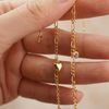  STONE & PUFF HEART DUO FIGARO BRACELET 