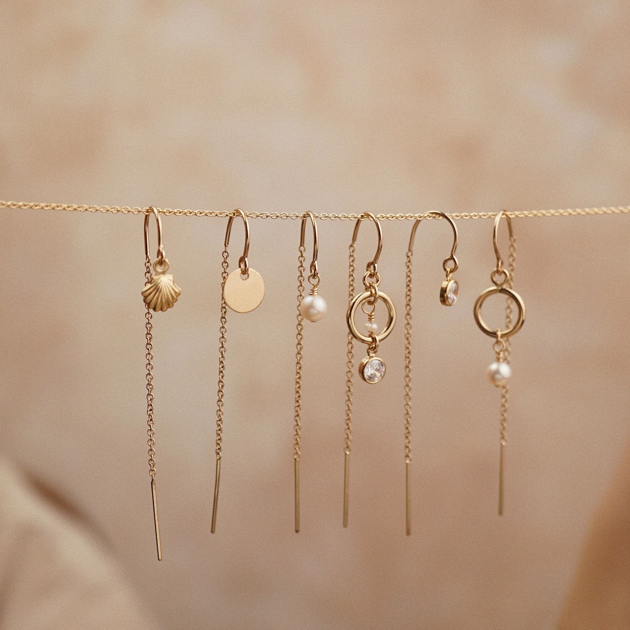  STONE PEARL CIRCLE DROP HOOP & U SHAPE EARRINGS 