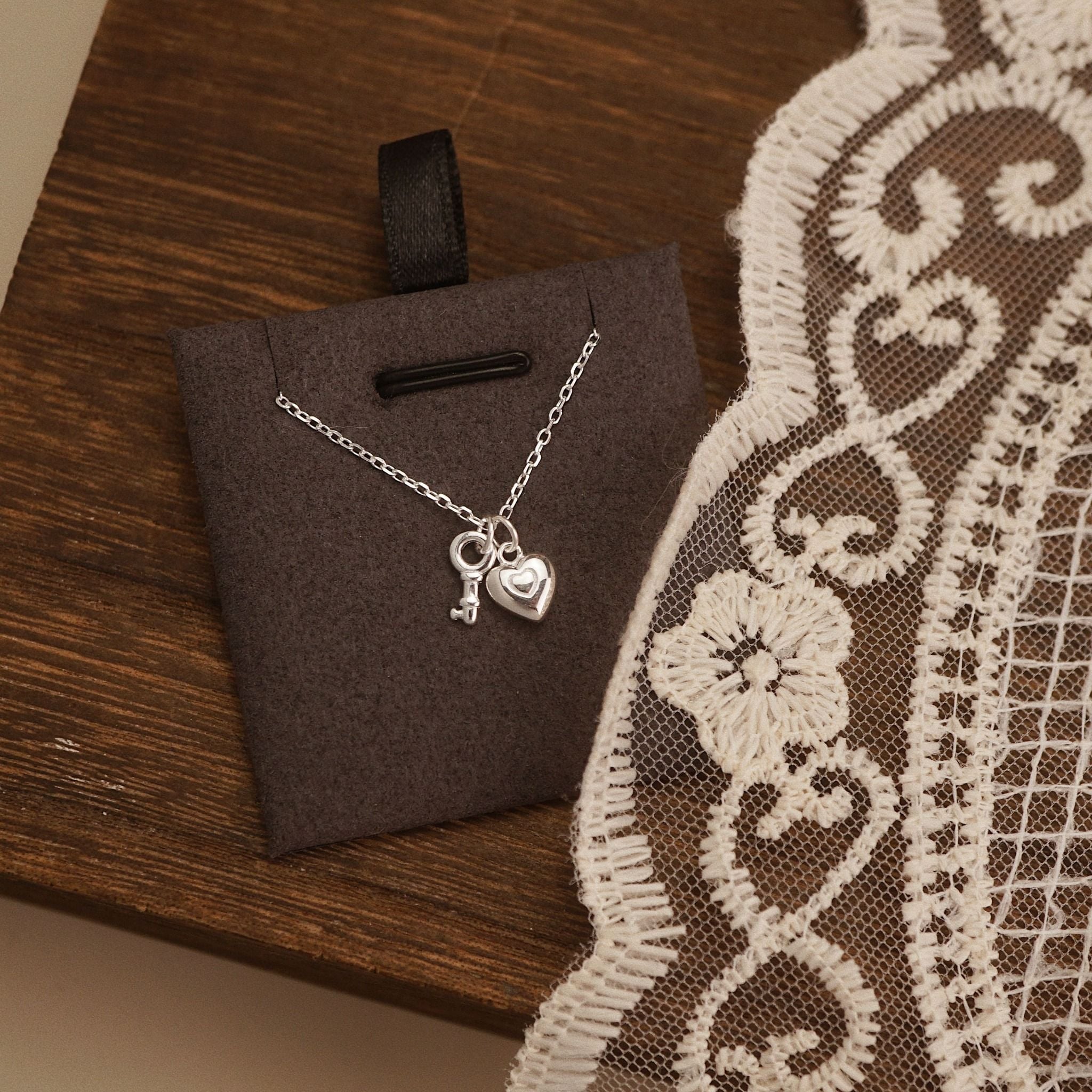  PUFF HEART & KEY NECKLACE (S) 