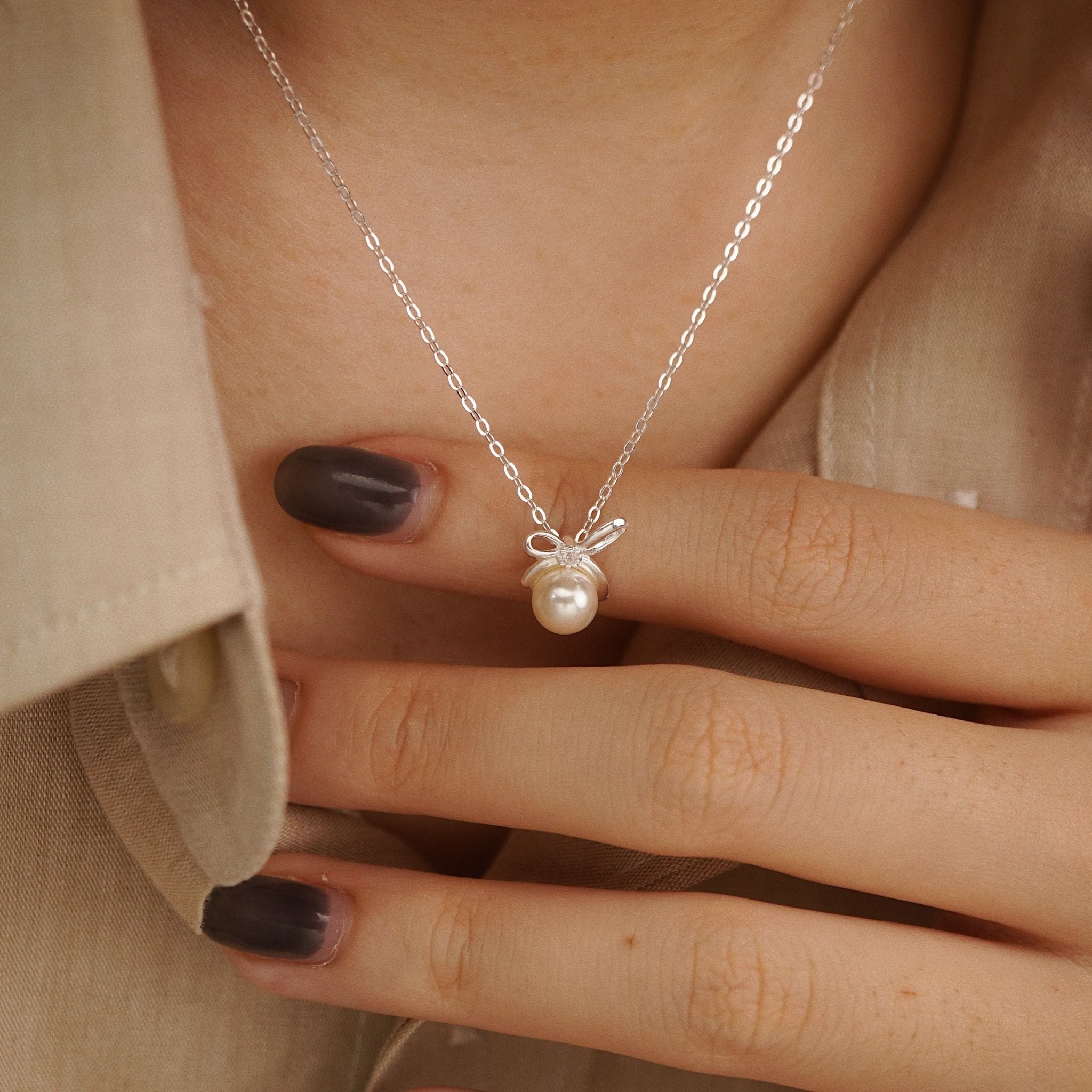  RIBBON PEARL NECKLACE (S) 
