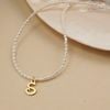  ITALIC SCRIPT LETTER - RICE SHAPE PEARL CHOKER NECKLACE 