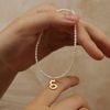  ITALIC SCRIPT LETTER - RICE SHAPE PEARL CHOKER NECKLACE 