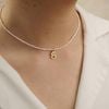  ITALIC SCRIPT LETTER - RICE SHAPE PEARL CHOKER NECKLACE 