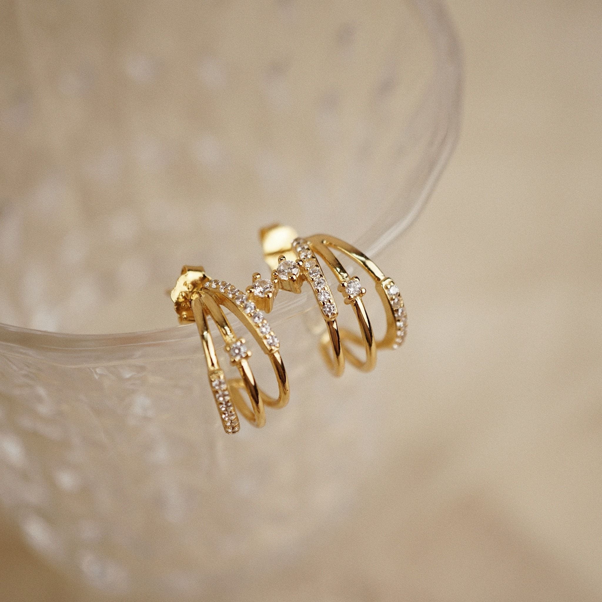  TRIO PAVE HOOP EARRINGS 
