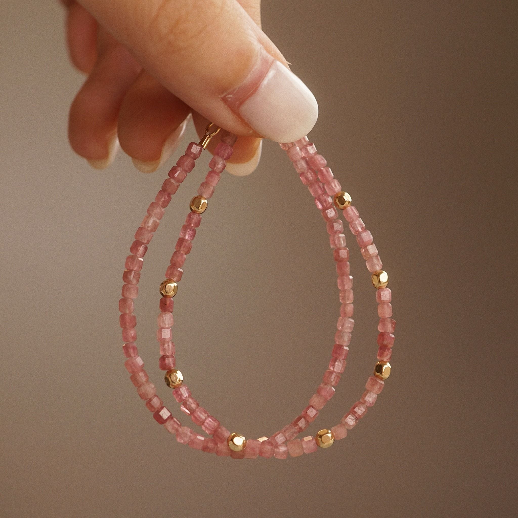  PINK TOURMALINE STONE BRACELET 