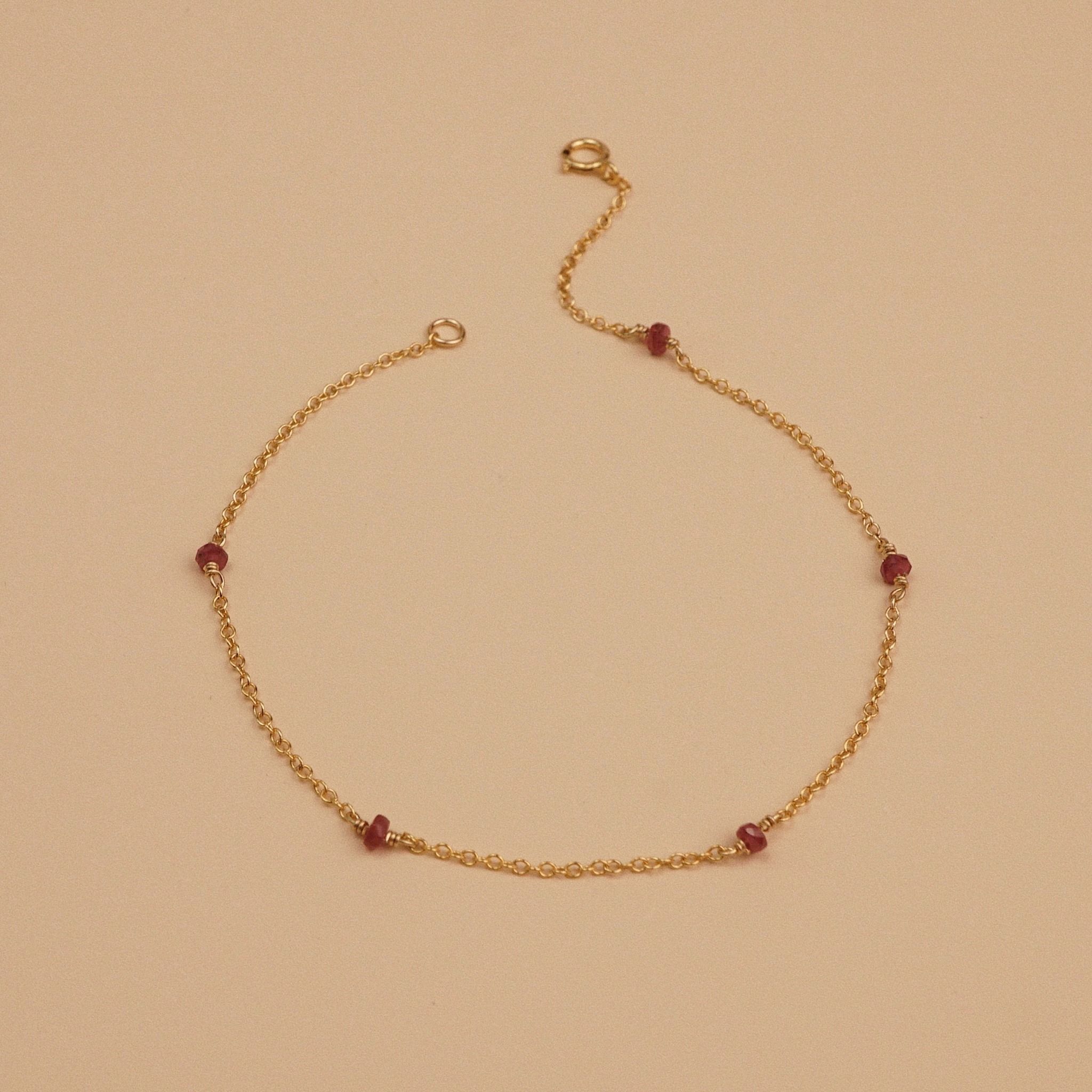  RUBY STONE STATION ANKLET 