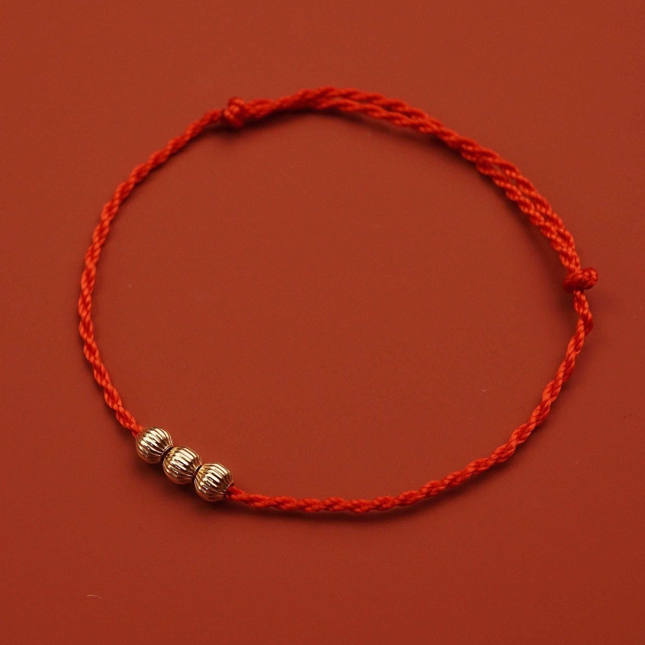  TRIPLE ORBIT RED LUCKY STRING BRACELET 