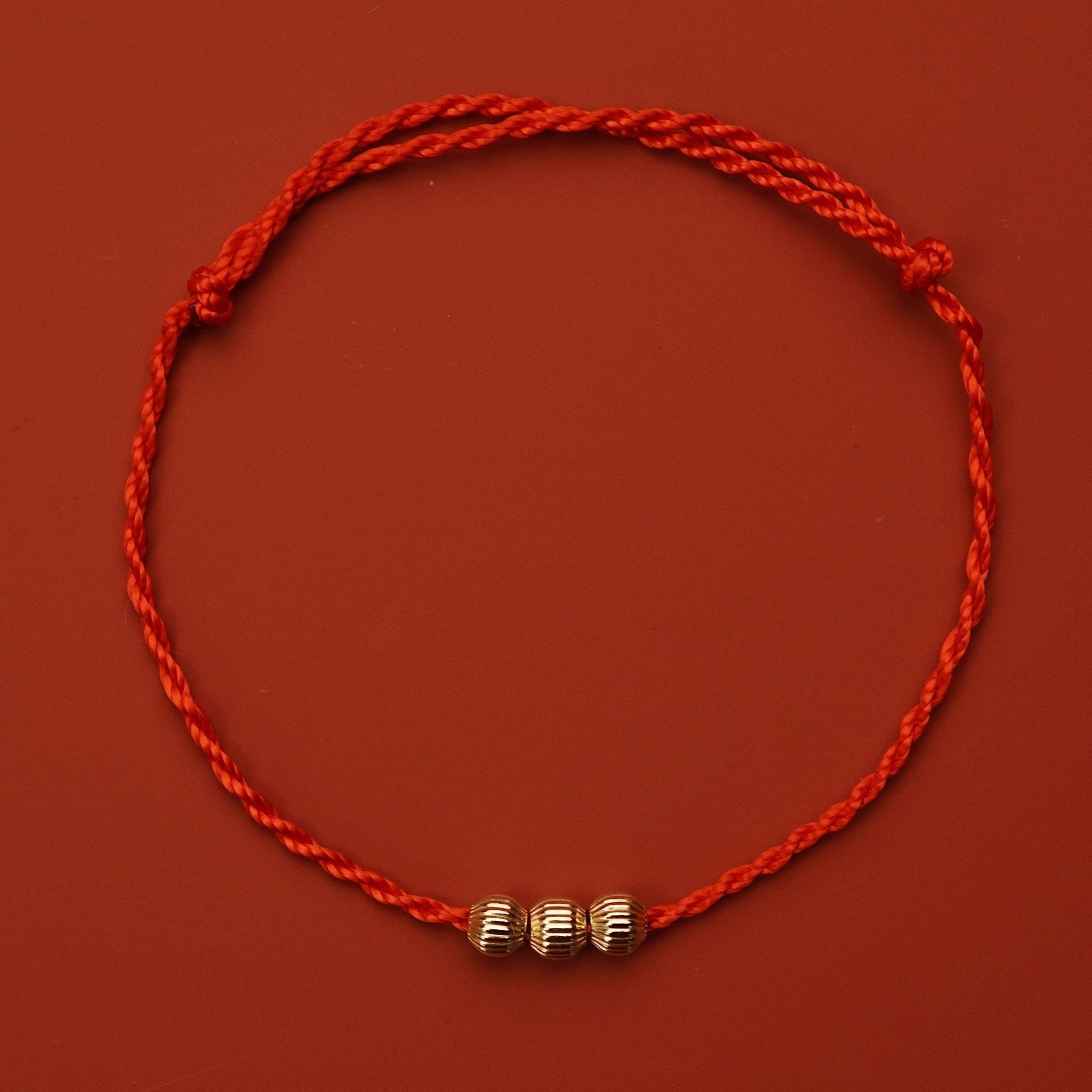  TRIPLE ORBIT RED LUCKY STRING BRACELET 
