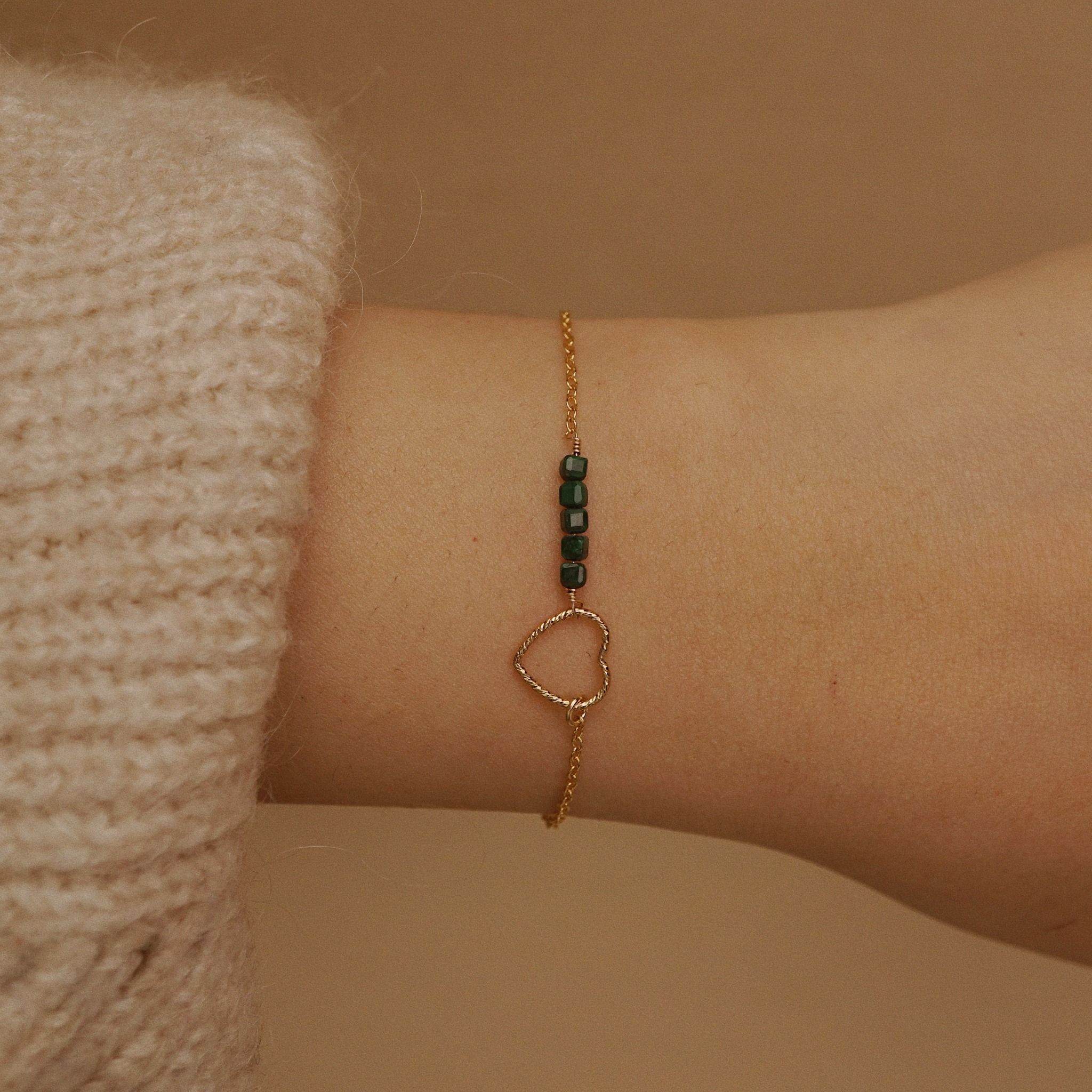  SPARKLE HEART MALACHITE BRACELET 