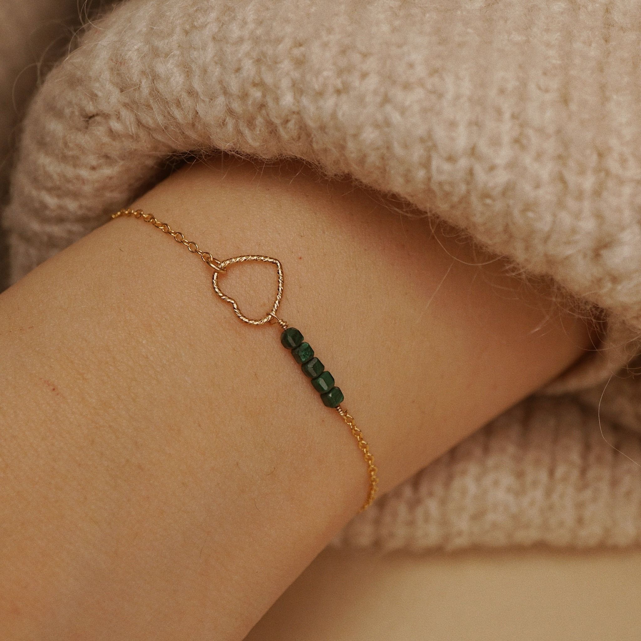  SPARKLE HEART MALACHITE BRACELET 