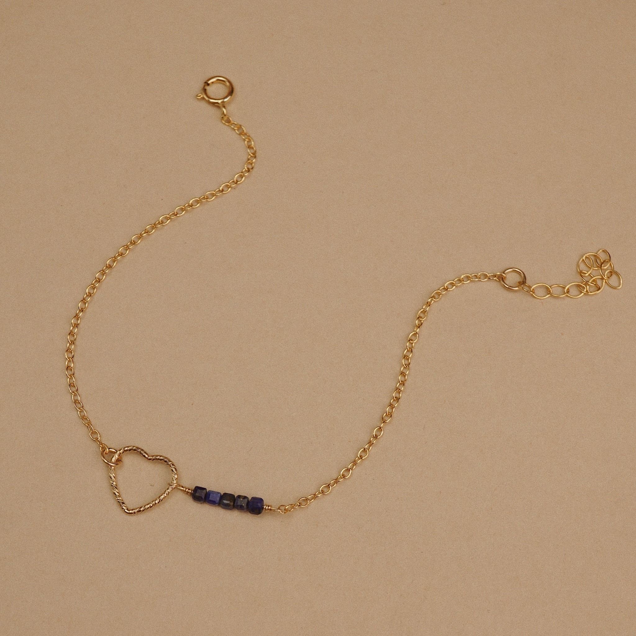  SPARKLE HEART LAPIS BRACELET 