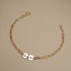  DOUBLE ROUND LETTER LINK RECTANGLE BRACELET 