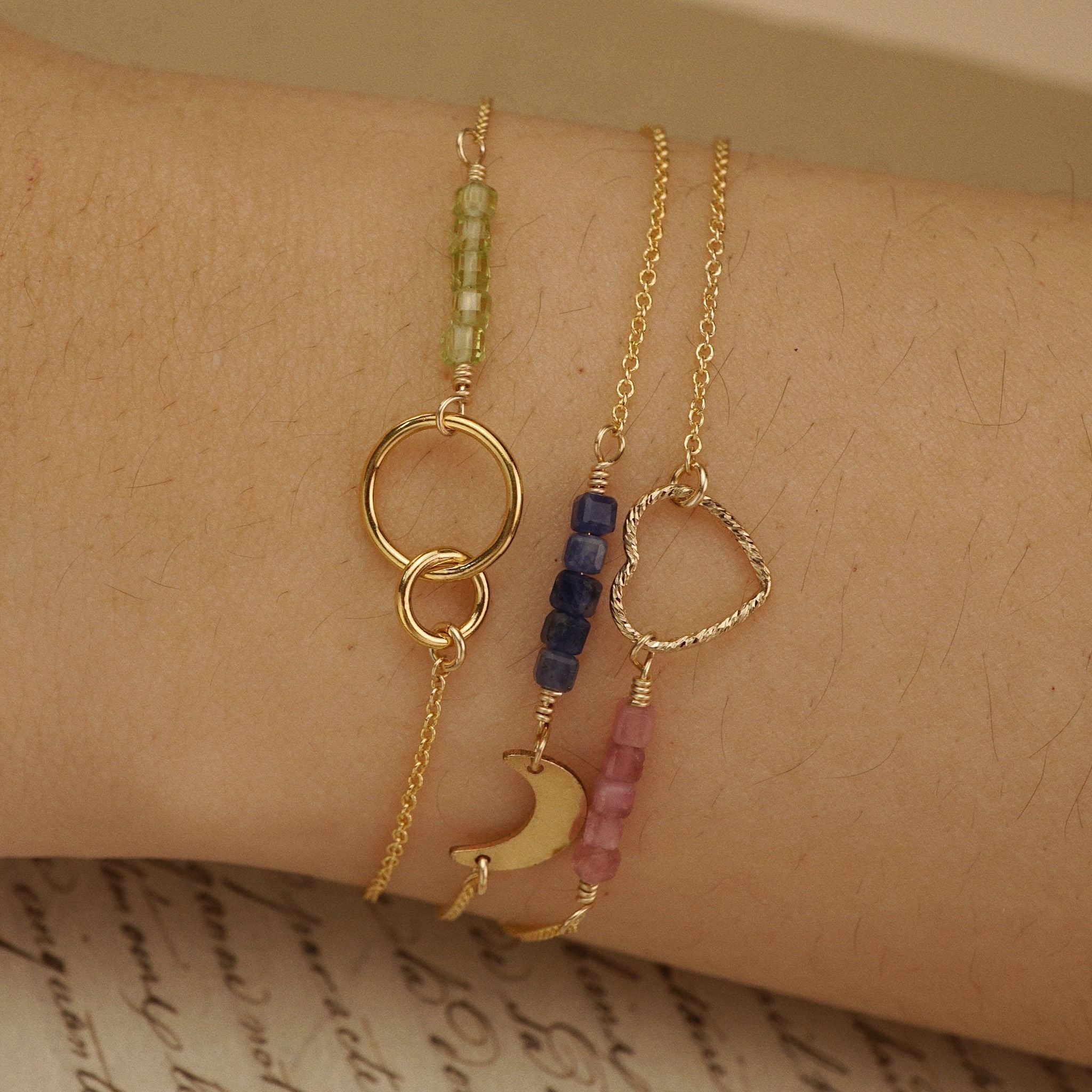  SPARKLE HEART PINK TOURMALINE BRACELET 
