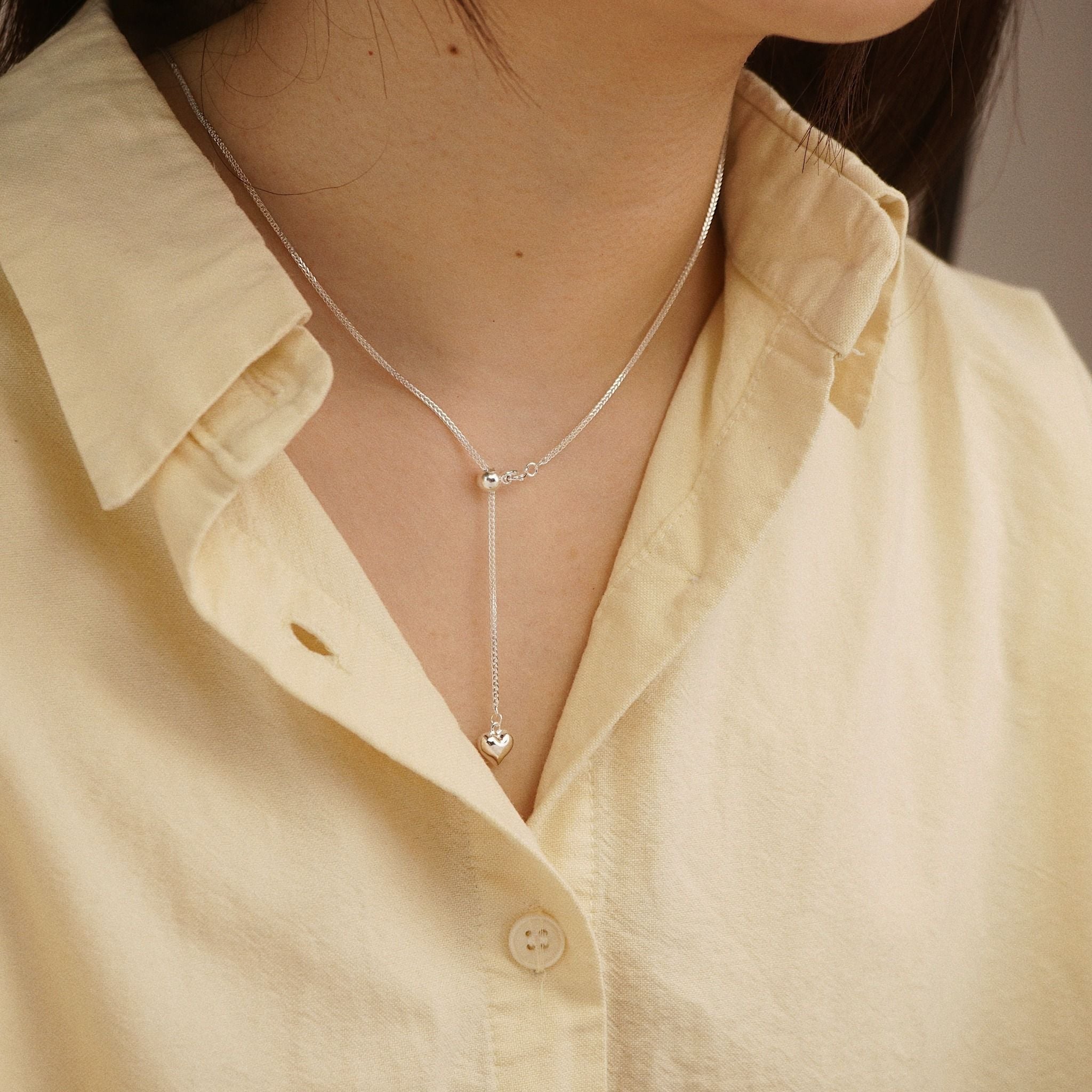  PUFF HEART LARIAT NECKLACE (S) 