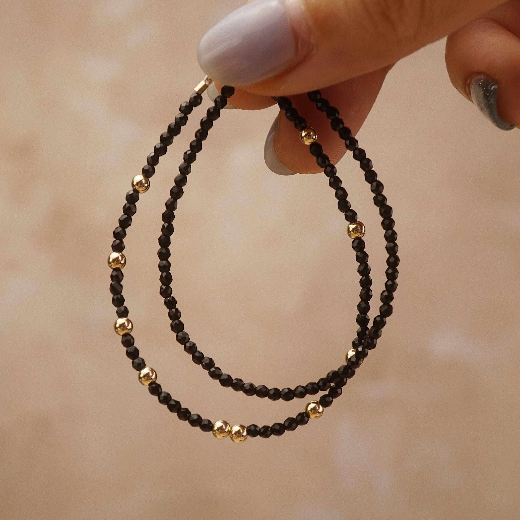  BLACK AGATE STONE BRACELET 