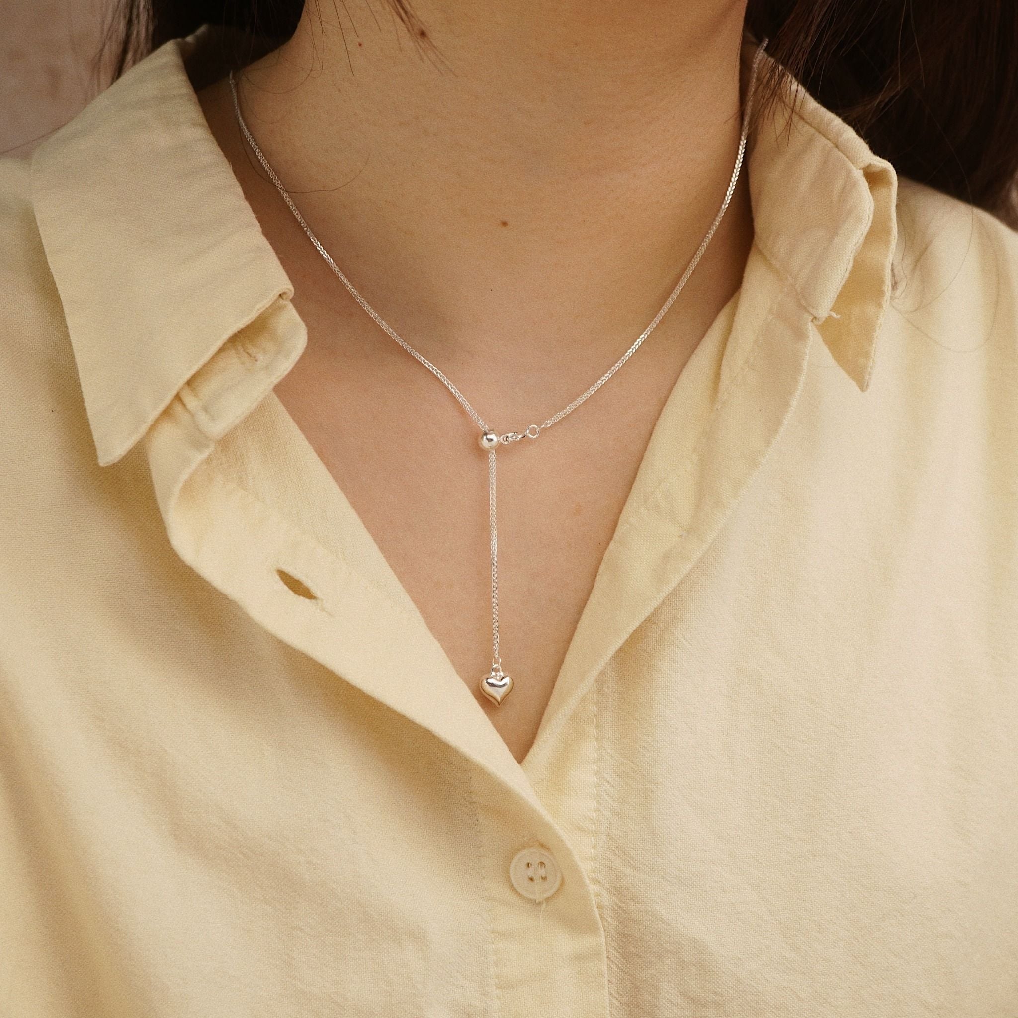  PUFF HEART LARIAT NECKLACE (S) 
