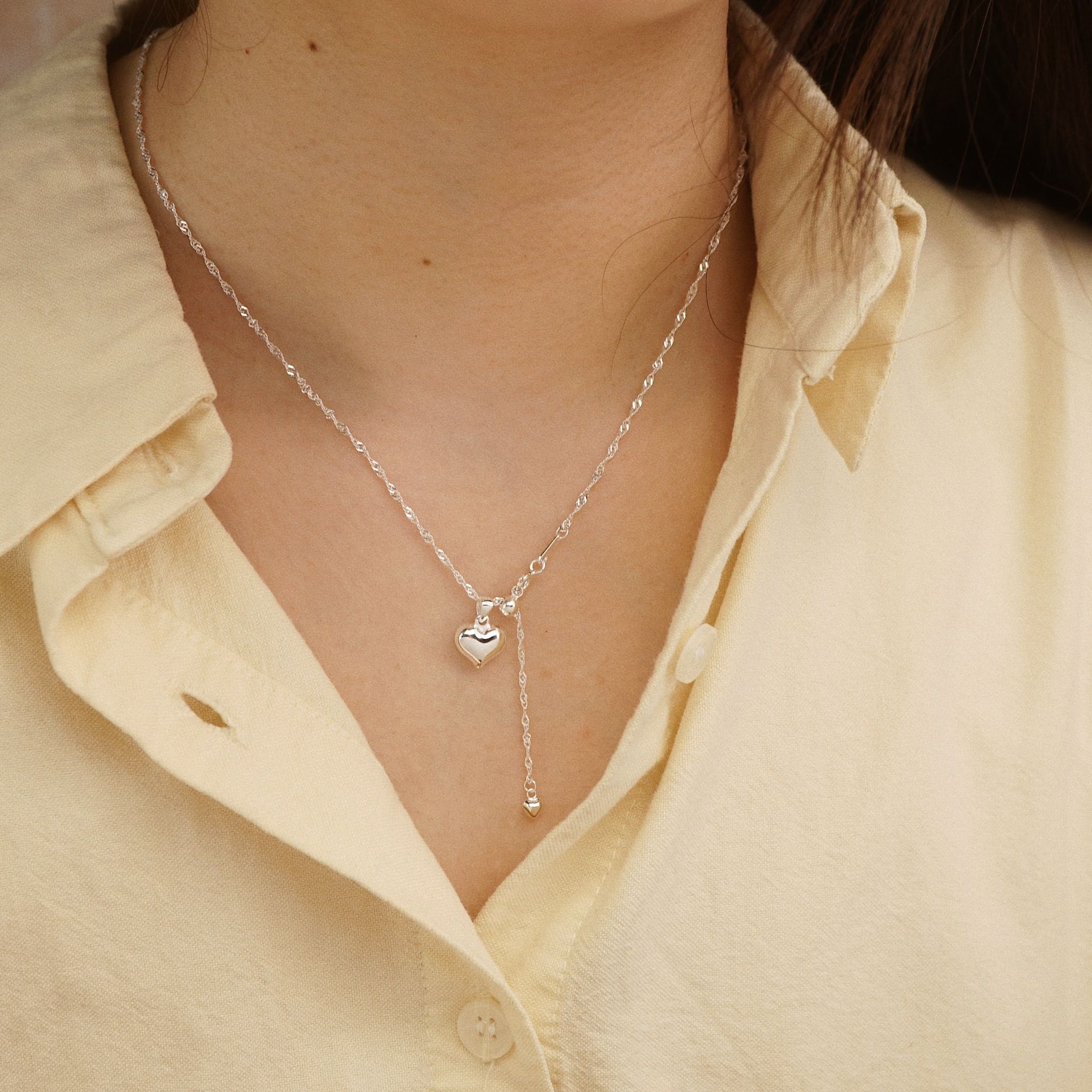  PUFF HEART SINGAPORE ADJUST NECKLACE (S) 