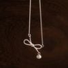  BOW TWIST DROP PEARL NECKLACE (S) 