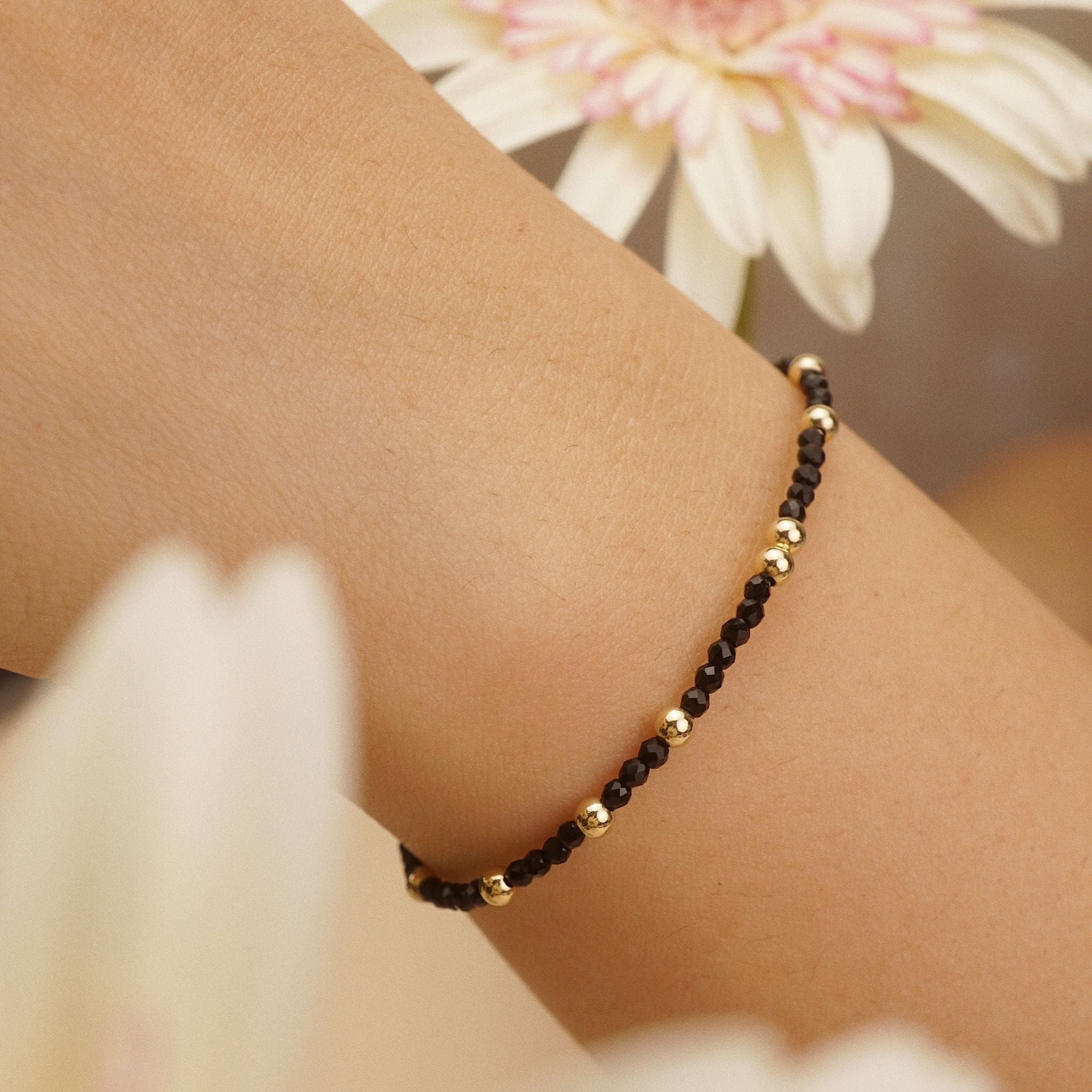  BLACK AGATE STONE BRACELET 