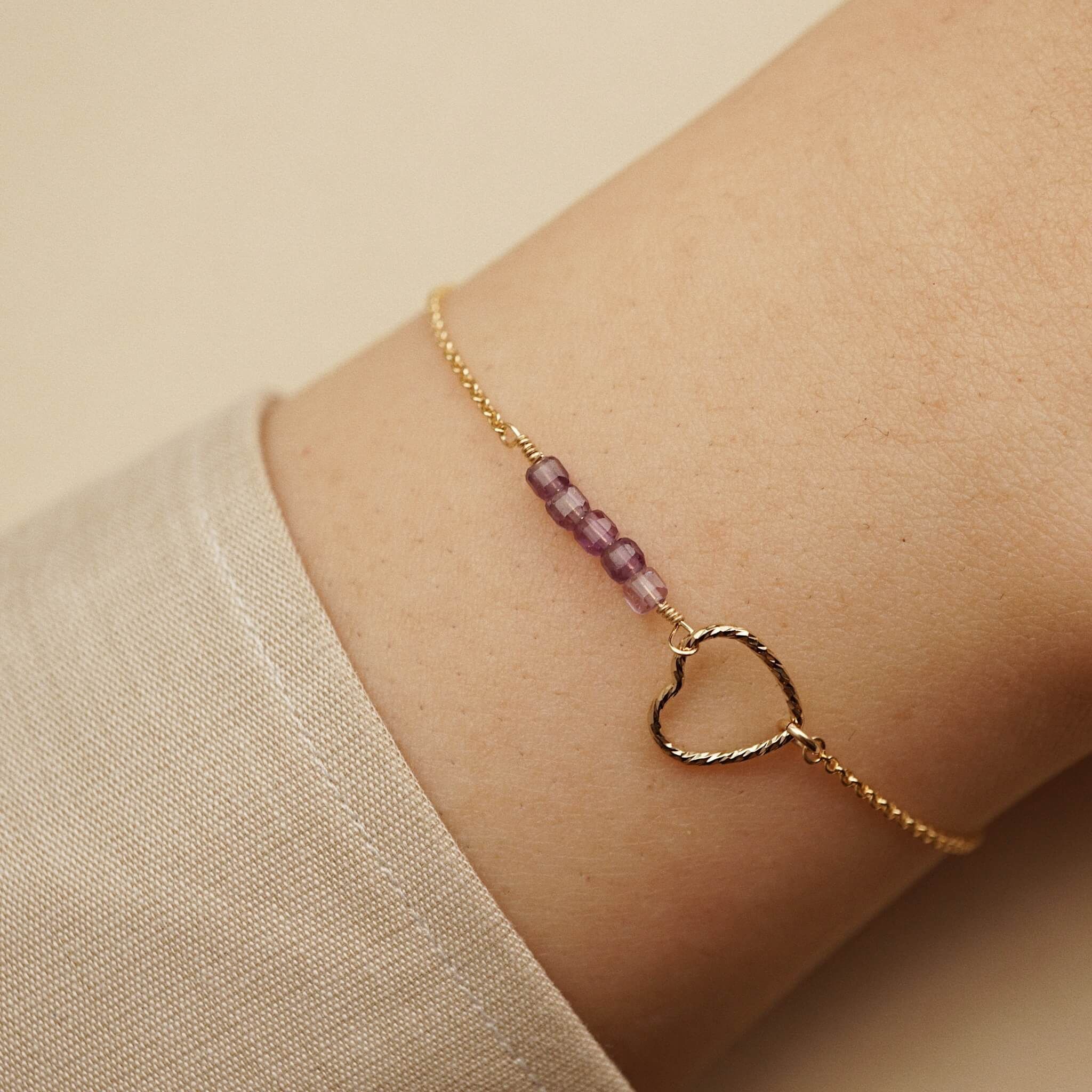  AMETHYST SPARKLE HEART BRACELET 