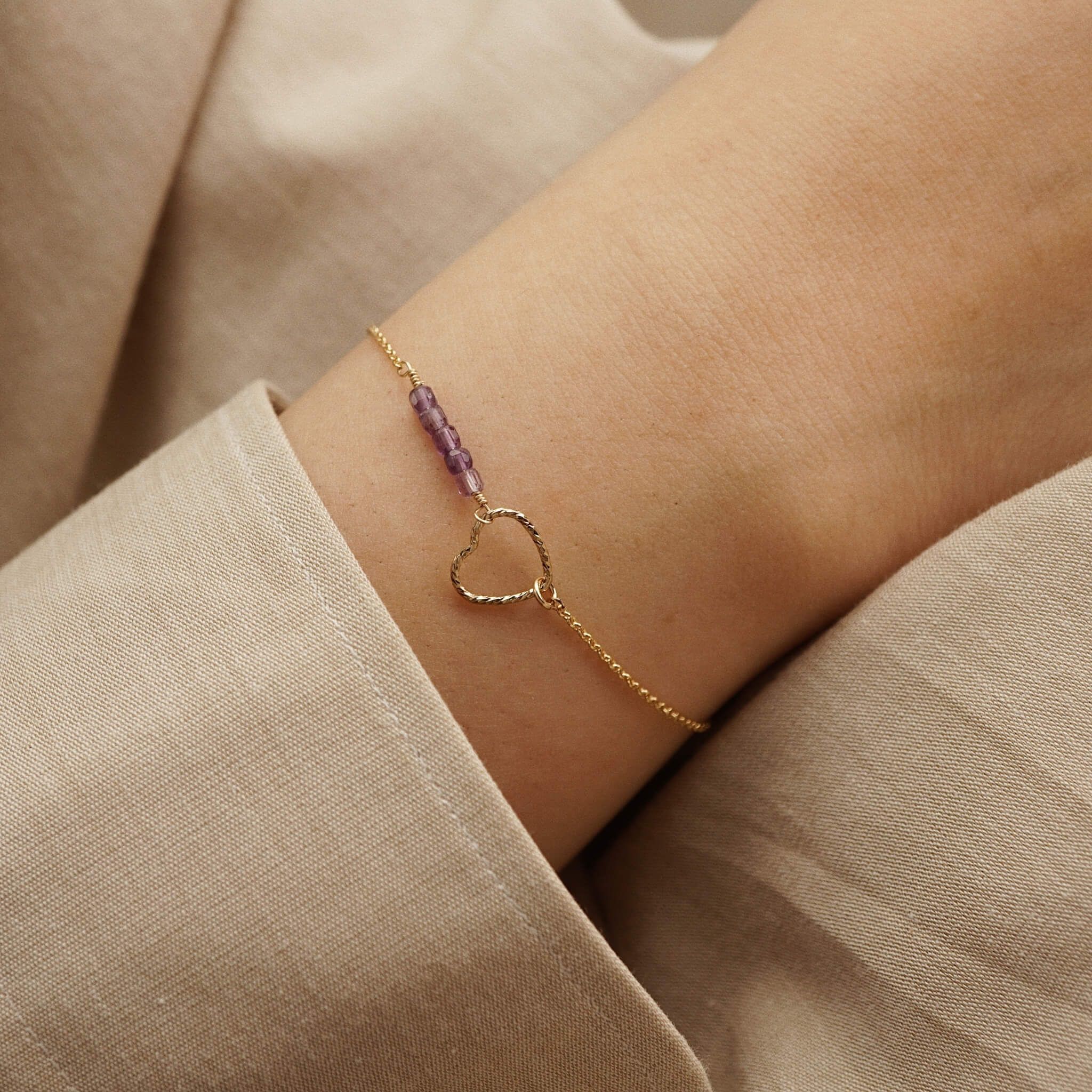  AMETHYST SPARKLE HEART BRACELET 