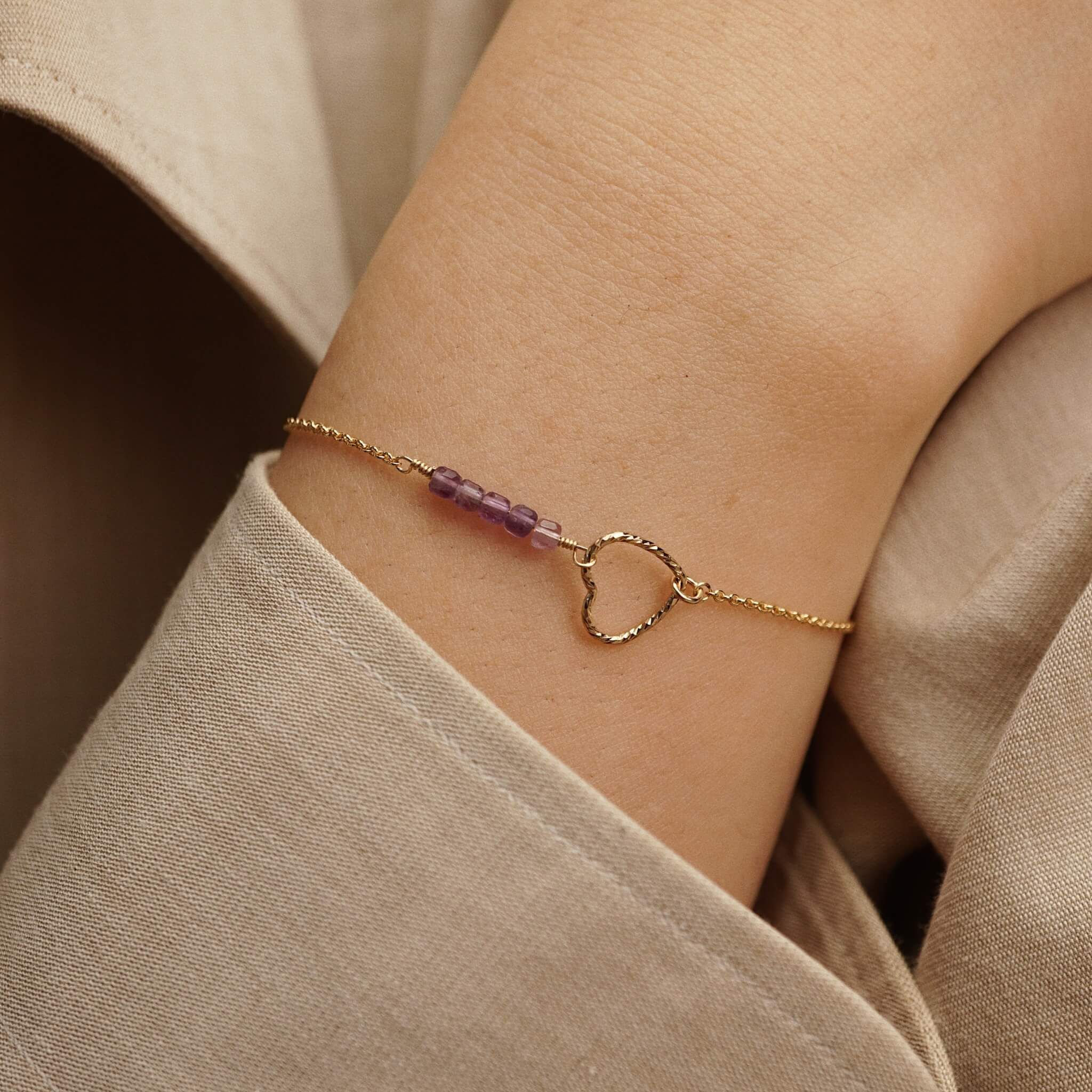  AMETHYST SPARKLE HEART BRACELET 