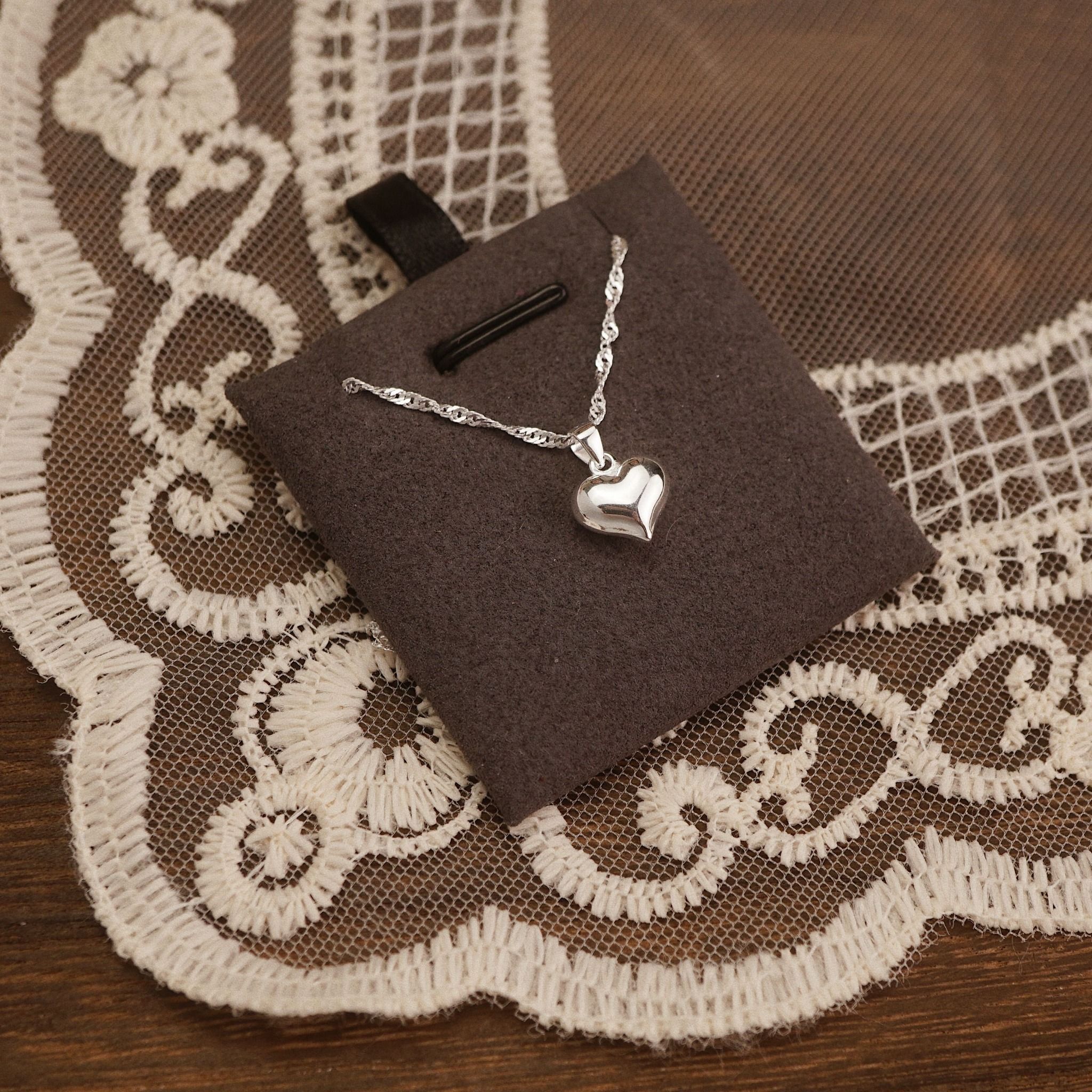  PUFF HEART SINGAPORE ADJUST NECKLACE (S) 