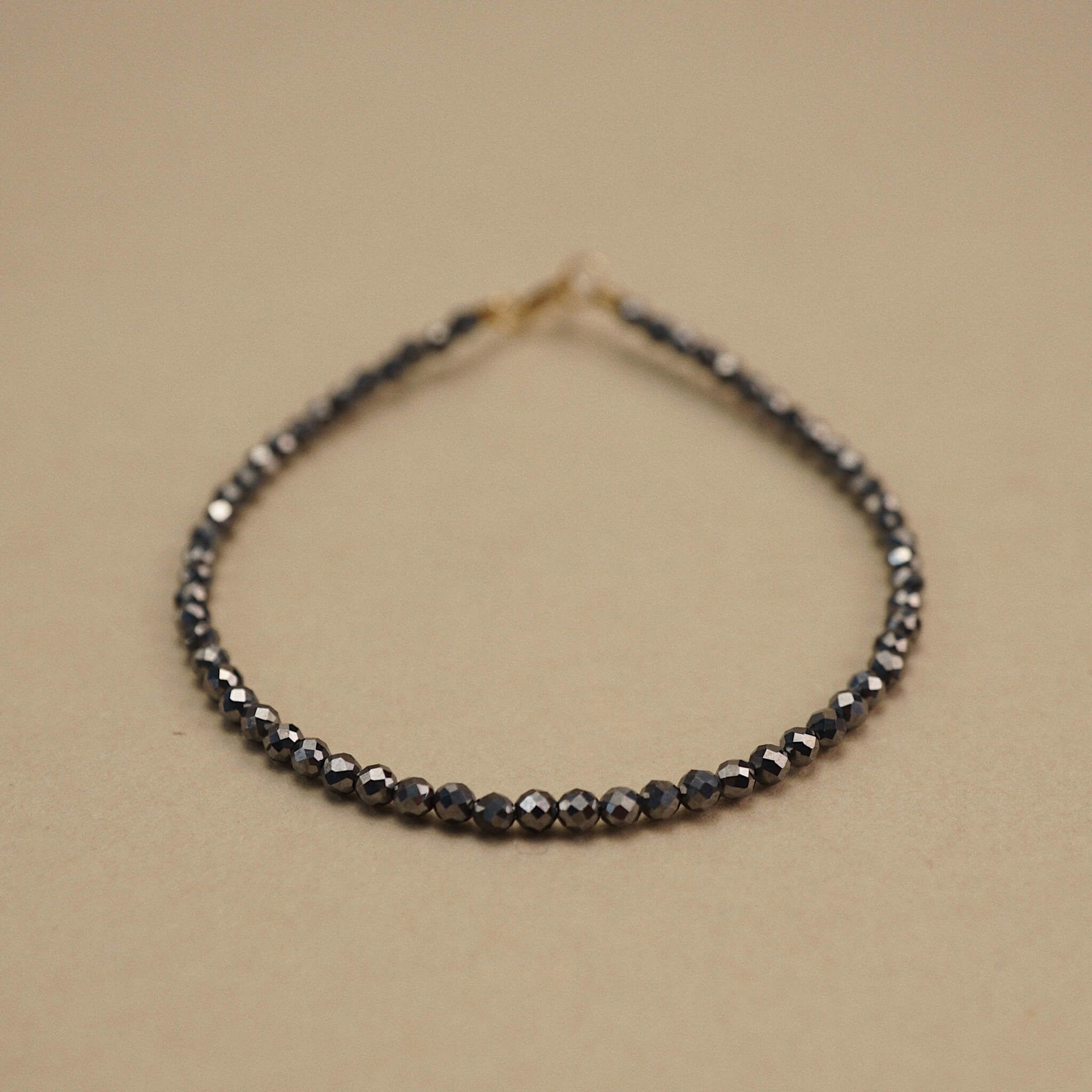  ROUND SILVER OBSIDIAN STONE BRACELET 