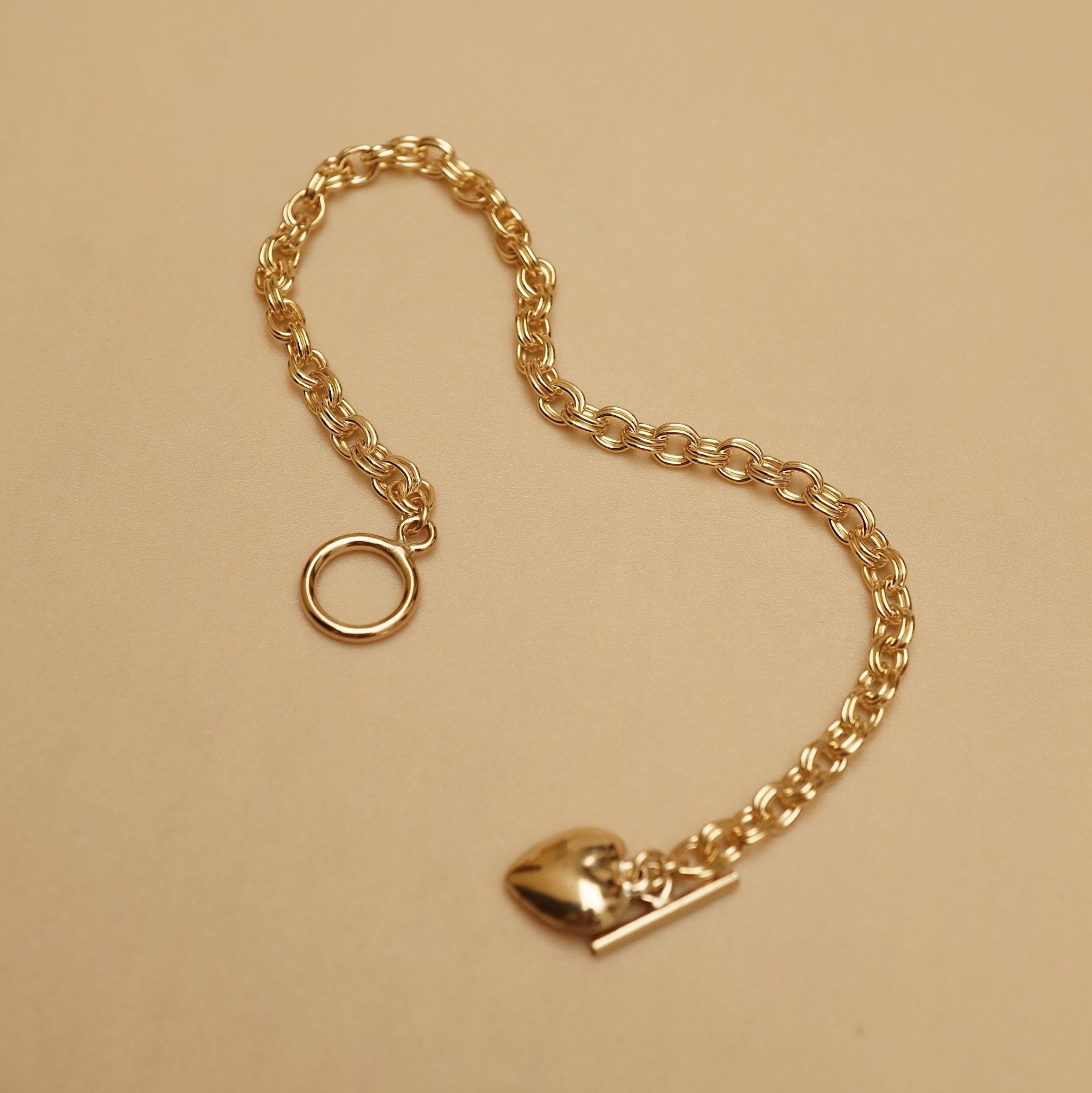  PUFF HEART - TOGGLE CLASP DOUBLE OVAL BRACELET 