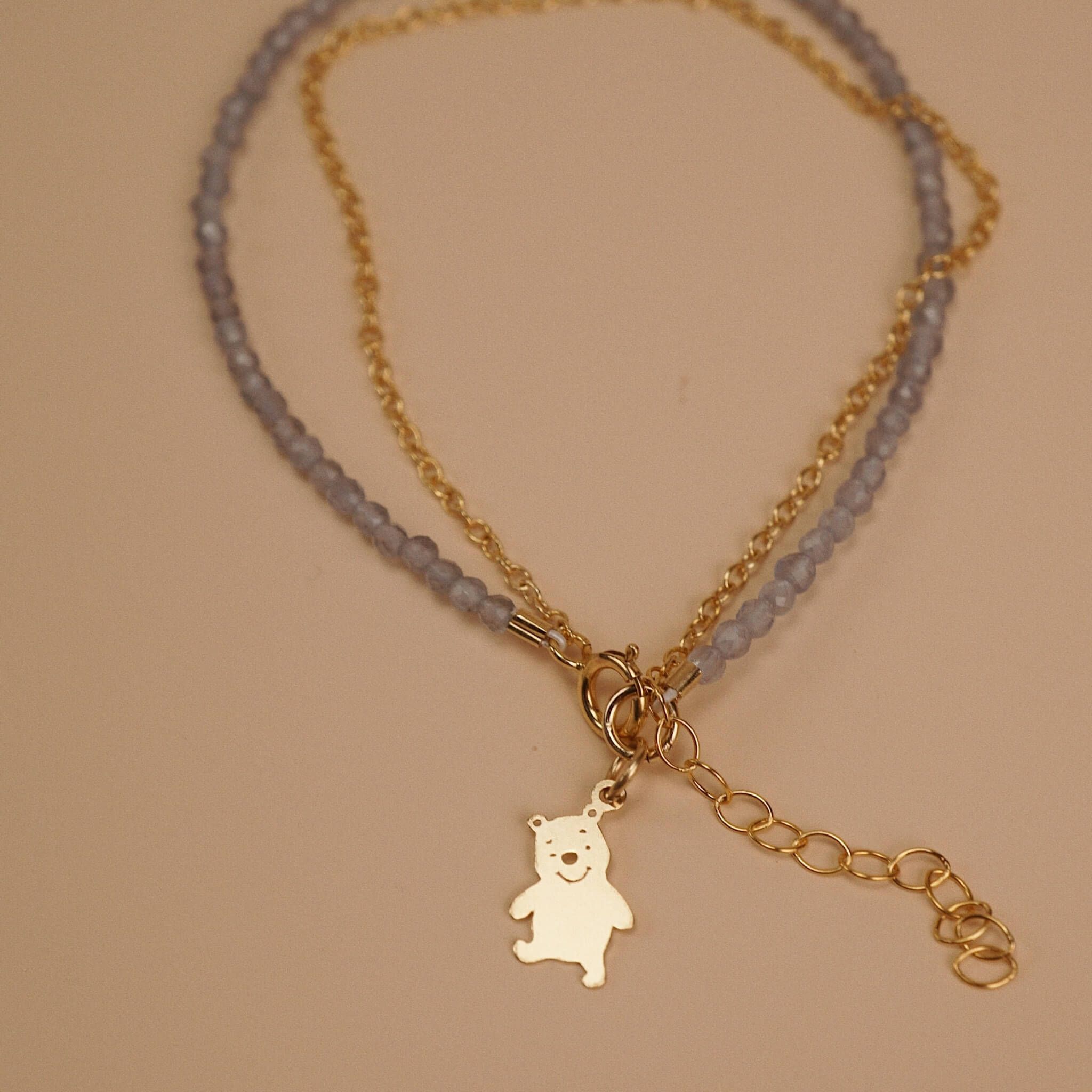 TEDDY BEAR - PLAIN ROUND AMETHYST BRACELET 
