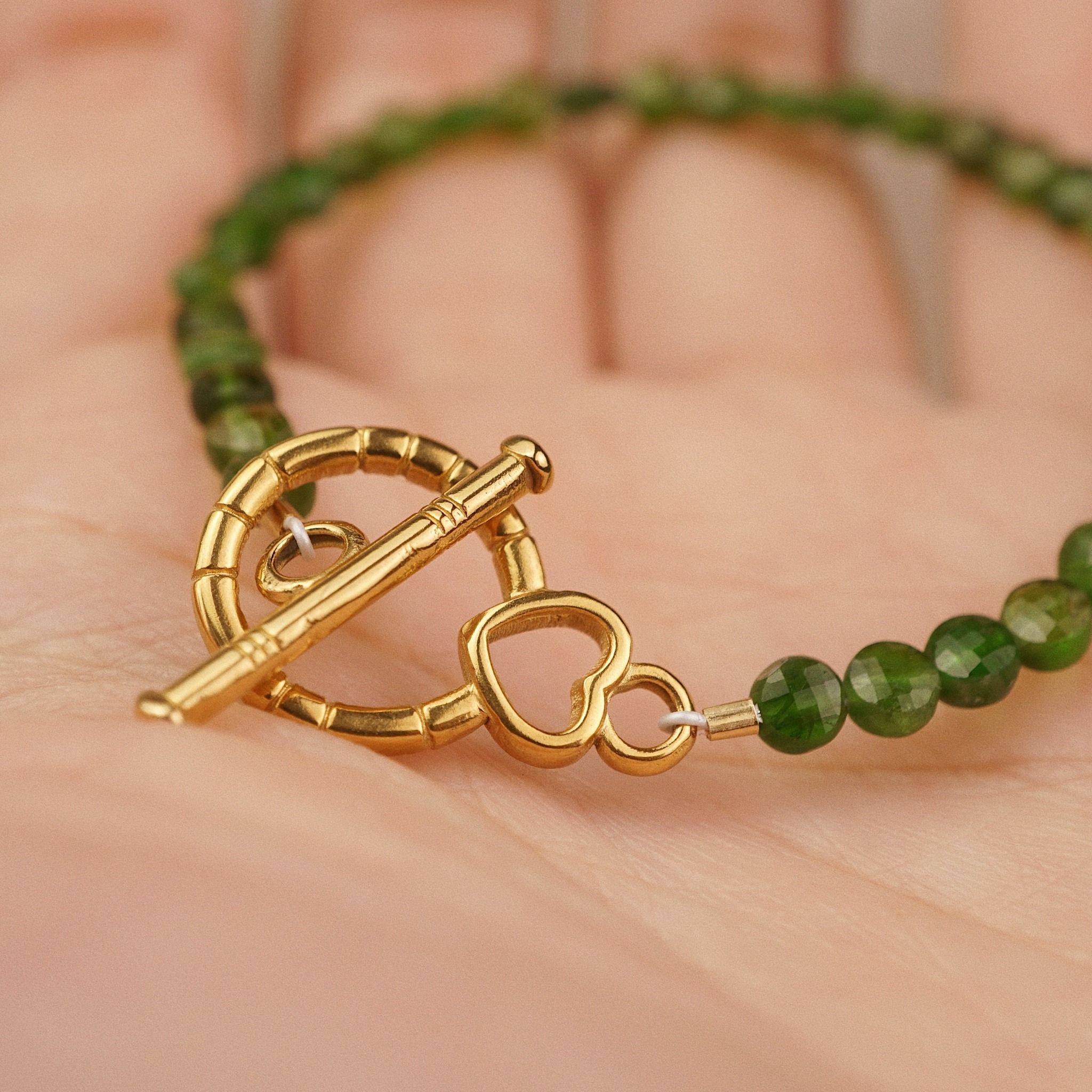  BAMBOO HEART CLASP CHROME DIOPSIDE BRACELET 
